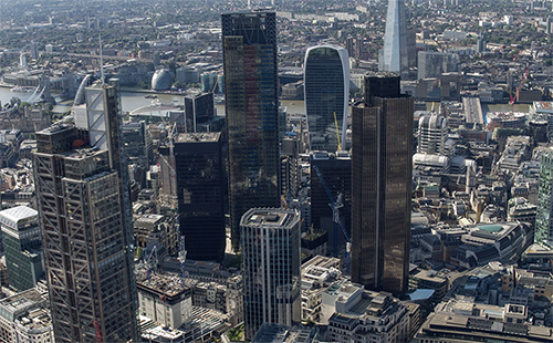 View of City of London including the Gherkin and Lloyds building